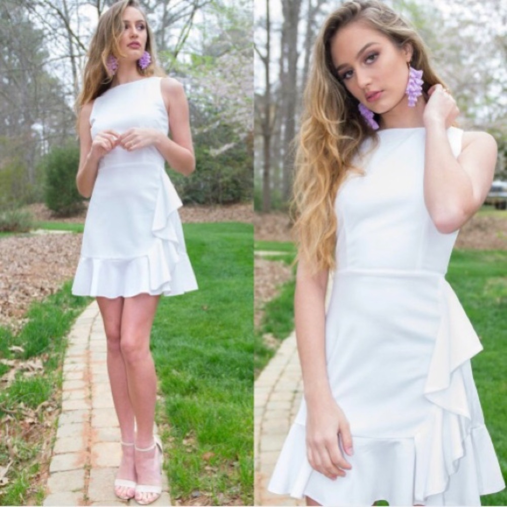 White Tulip Ruffles Dress - Picture 2 of 4